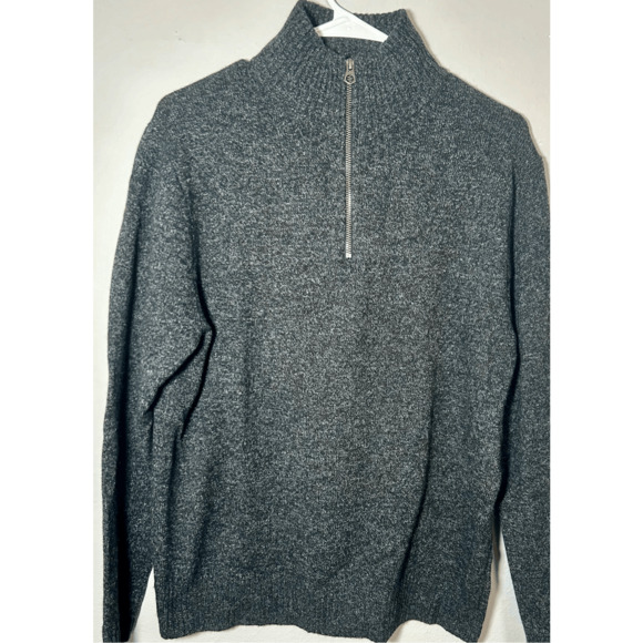 J Crew Merino Wool 1/4 Zip Knit Gray Sweater Sz Medium - Picture 2 of 7